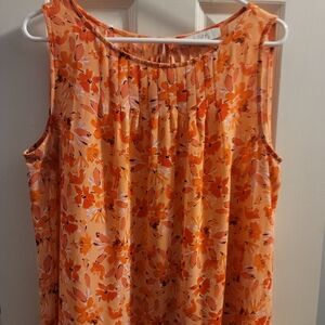 Floral Sleeveless Coral Top / Polyester
